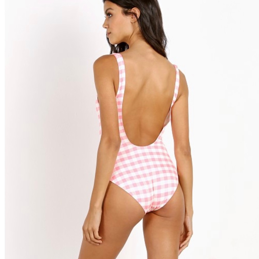 Solid & Striped Yellow Checkered One Piece Swimsu… - image 6